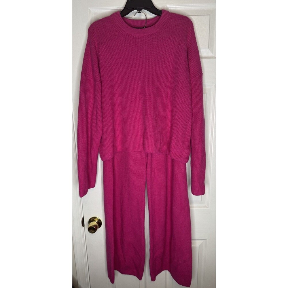Gap CashSoft Sweater & Wide Leg Pant Set Size Medium Pink